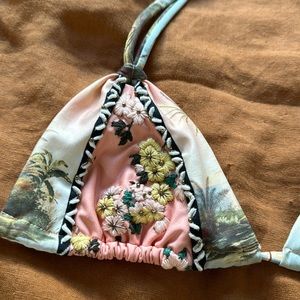 embroidered & beaded bikini top || xs || agua bendita